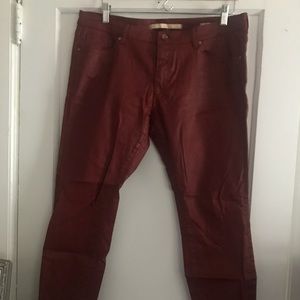 Zara Red Skinny Waxy Pants